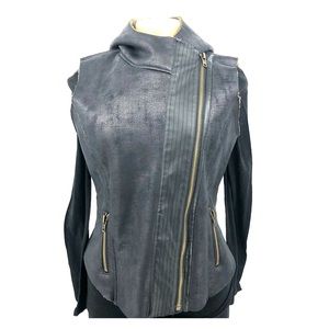 Faux Leather Hooded Vest